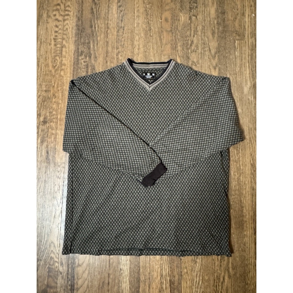 Vintage J. Riggings V-Neck Geometric Pattern Sweater Gray XL 90s Retro Knit